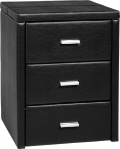 Prado 3 Drawer Bedside Chest in Black PVC