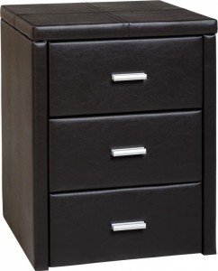 Prado 3 Drawer Bedside Chest in Expresso Brown PVC