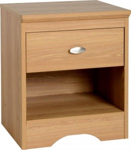 Regent 1 Drawer Bedside Cabinet in Teak Effect Veneer