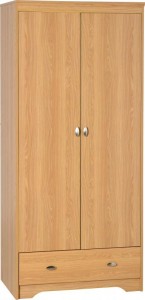 Regent 2 Door 1 Drawer Wardrobe in Teak Effect Veneer