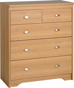 Regent 3+2 Drawer Chest in Teak Effect Veneer