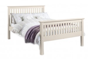 Barcelona King Size Bed in Stone White - High Foot End