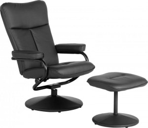 Kansas Recliner Chair with Footstool Black