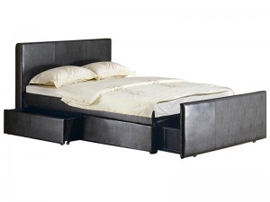 Colorado 4'6 Pu Drawer Bed Black