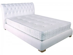 Atlanta 4'6 Buttoned Sleigh Bed White