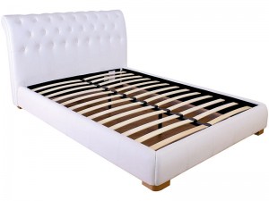 Atlanta 5' Buttoned Sleigh Bed White