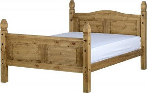 Corona Mexican 4 foot 6 inch Bed in Distressed Waxed Pine