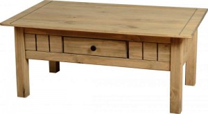 Panama 1 Drawer Coffee Table in Natural Wax