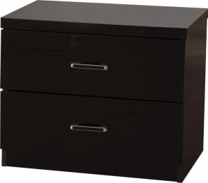 Charisma 2 Drawer Bedside Chest in Black Gloss