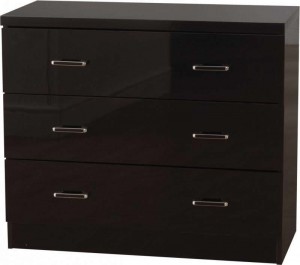 Charisma 3 Drawer Chest in Black Gloss