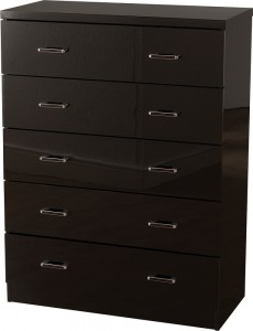 Charisma 5 Drawer Chest in Black Gloss