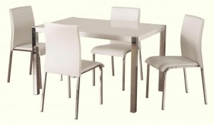 Charisma 4 foot Dining Set in White Gloss/Chrome/White PVC