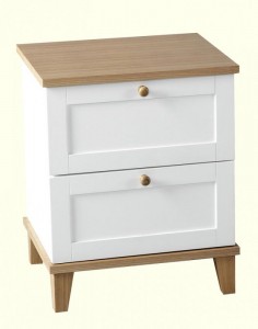 Arcadia 2 Drawer Bedside Chest in White/Ash Veneer