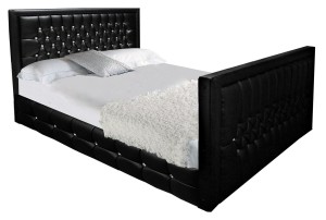 Diamond Bling Double Bed in Faux Leather