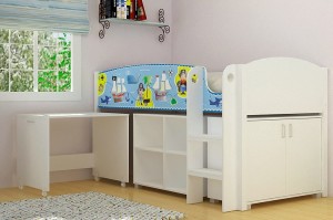 Pirate Study Bunk in White