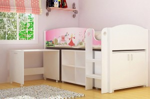 Princess Study Bunk in White