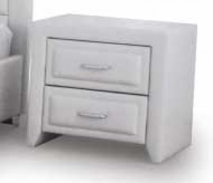 Longmore 2 Drawer Nightstand in White Faux Leather