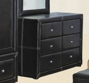 Odessa Dresser in Black Faux Leather