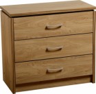 Charles 3 Drawer Chest in Oak Effect Veneer with Walnut Trim