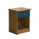 Verona 1 Drawer Bedside Antique With Blue Details