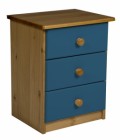 Verona 3 Drawer Bedside Antique With Blue Details