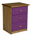 Verona 3 Drawer Bedside Antique With Lilac Details