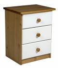 Verona 3 Drawer Bedside Antique With White Details