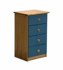 Verona 4 Drawer Bedside Antique With Blue Details