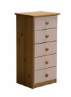 Verona 5 Drawer Bedside Antique With Pink Details