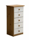 Verona 5 Drawer Bedside Antique With White Details