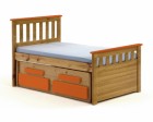 Captains Short Bergamo Guest Bed 3ft Antique With Orange Details