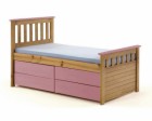 Captains Short Ferrara Storage Bed 3ft Antique With Pink Details