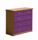 Verona 3+2 Drawer Chest Antique With Lilac Details