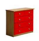 Verona 3+2 Drawer Chest Antique With Red Details