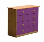Verona 4 Drawer Chest Antique With Lilac Details