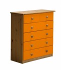 Verona 4+2 Drawer Chest Antique With Orange Details