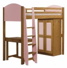 Verona High Sleeper Bed Set 1 Antique With Pink Details