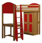 Verona High Sleeper Bed Set 1 Antique With Red Details