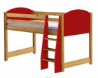 Verona Mid Sleeper Bed Antique With Red Details