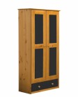 Verona 2 Door Wardrobe With Drawer Antique With Graphite Details