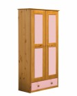 Verona 2 Door Wardrobe With Drawer Antique With Pink Details
