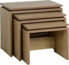 Charles Nest of Tables in Oak Effect Veneer with Walnut Trim