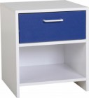 Lollipop 1 Drawer Bedside Cabinet in White/Blue
