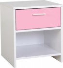 Lollipop 1 Drawer Bedside Cabinet in White/Pink