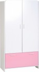 Lollipop 2 Door 1 Drawer Wardrobe in White/Pink