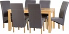 Wexford 59 inch Dining Set - G1 in Oak Veneer/Walnut Inlay/Charcoal Faux Leather