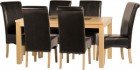 Wexford 59 inch Dining Set - G10 in Oak Veneer/Walnut Inlay/Expresso Brown Faux Leather