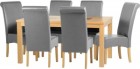 Wexford 59 inch Dining Set - G10 in Oak Veneer/Walnut Inlay/Silver Grey Faux Leather