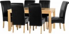 Wexford 59 inch Dining Set - G5 in Oak Veneer/Walnut Inlay/Black Faux Leather