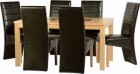 Wexford 59 inch Dining Set - G5 in Oak Veneer/Walnut Inlay/Expresso Brown Faux Leather